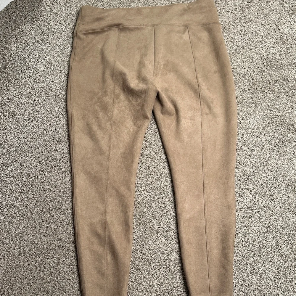 Spanx faux suede pull on Tan High-Waisted Leggings size 3x